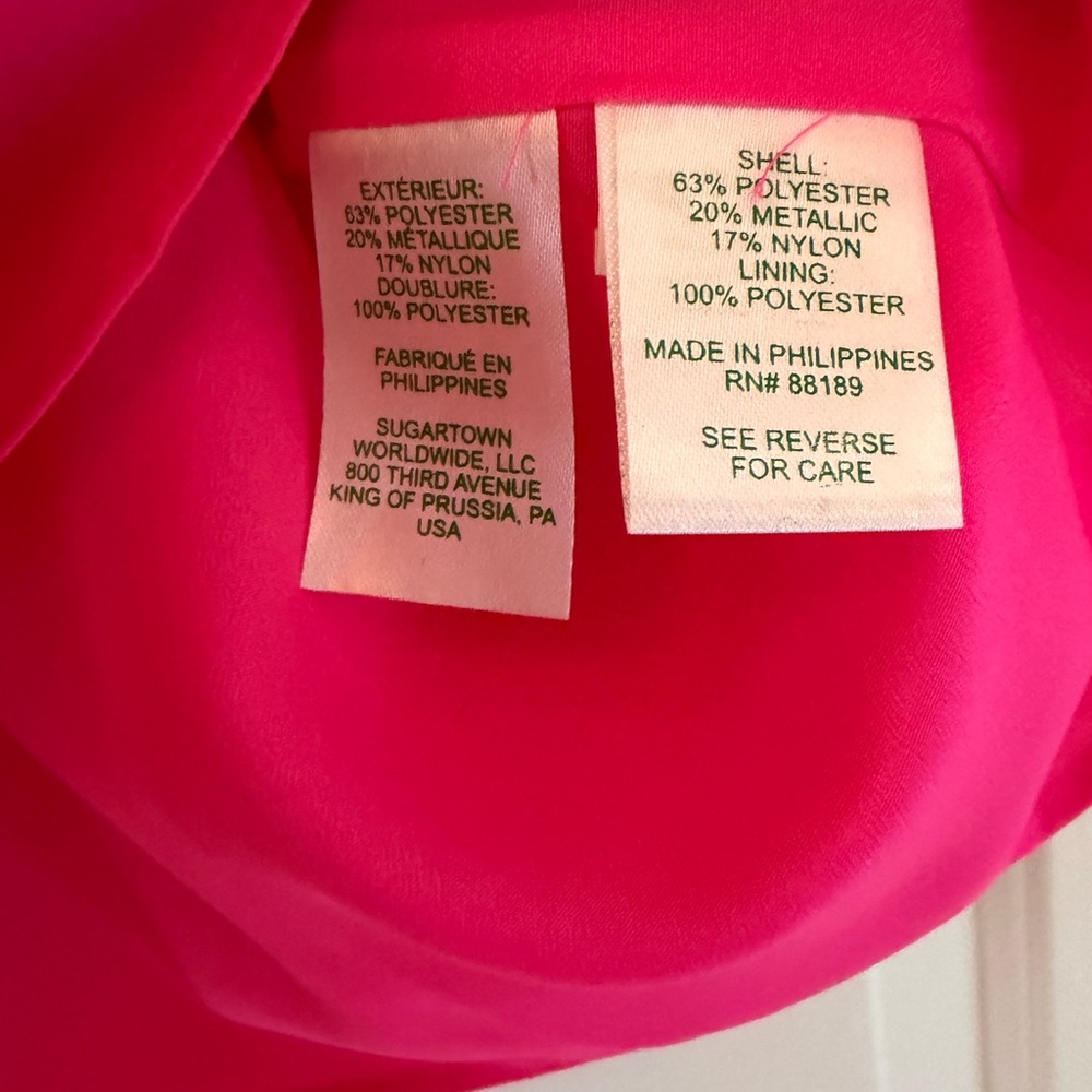Lilly Pulitzer pink and gold puffy sleeve blouse in size XL NWT - Picture 5 of 7